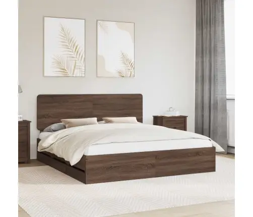 Voodi Raam Sahtliga Peaga Pruun Tamme 200 X 200 Cm Inseneripuit