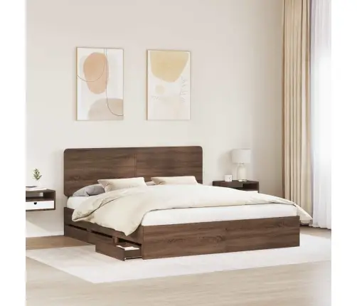 Voodi Raam Sahtliga Peaga Pruun Tamme 200 X 200 Cm Inseneripuit