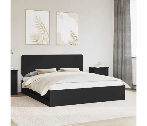 Gultas Rāmis Ar Atvilktni Melna 180 X 200 Cm Inženieru Koks Vidaxl