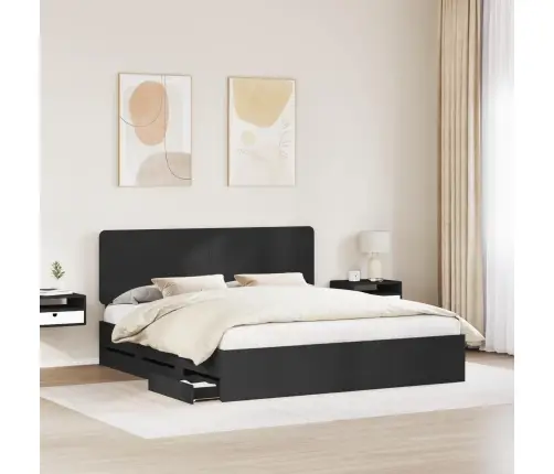Gultas Rāmis Ar Atvilktni Melna 180 X 200 Cm Inženieru Koks Vidaxl