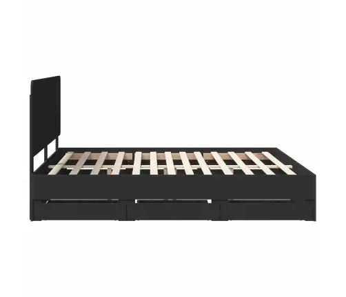 Gultas Rāmis Ar Atvilktni Melna 180 X 200 Cm Inženieru Koks Vidaxl