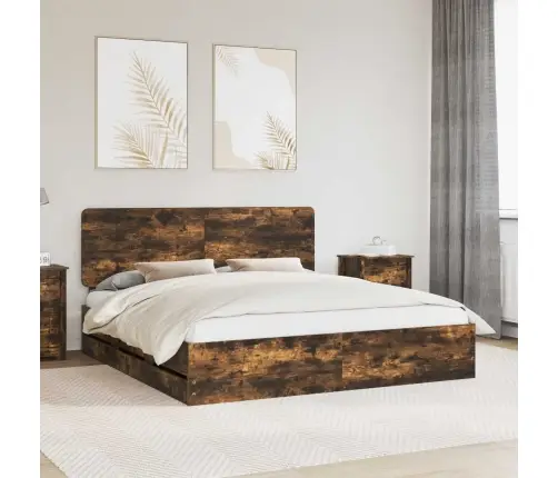 Gultas Rāmis Dūmaka Ozols 180 X 200 Cm Inženieru Koks Vidaxl