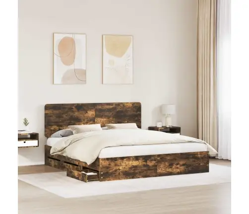 Gultas Rāmis Dūmaka Ozols 180 X 200 Cm Inženieru Koks Vidaxl