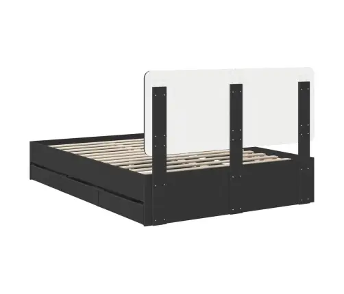 Gultas Rāmis Ar Atvilktni Melna 160 X 200 Cm Inženieru Koks Vidaxl