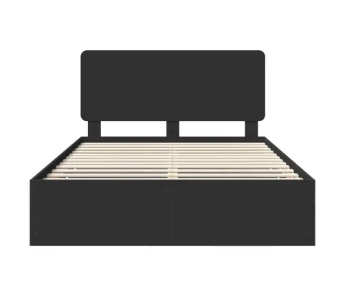 Gultas Rāmis Ar Atvilktni Melna 160 X 200 Cm Inženieru Koks Vidaxl