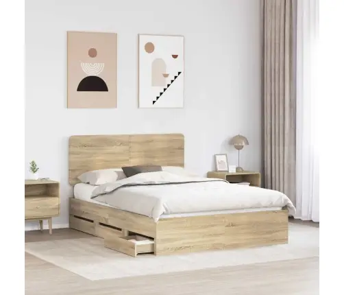 Voodi Raam Sahtliga Peaga Sonoma Tamm 150 X 200 Cm Inseneripuit