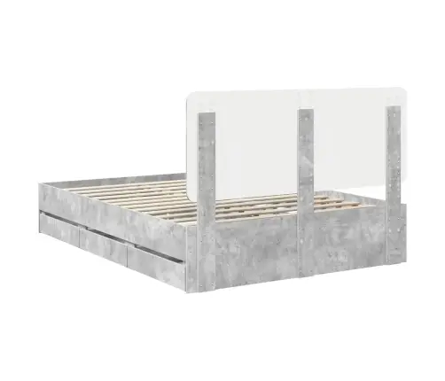 Gultas Rāmis Betona Pelēks 150 X 200 Cm Inženieru Koks Vidaxl