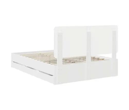 Gultas Rāmis Ar Atvilktni Balts 140 X 190 Cm Inženieru Koks Vidaxl