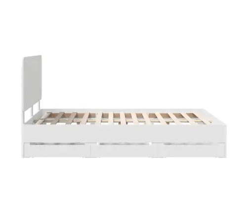 Gultas Rāmis Ar Atvilktni Balts 140 X 190 Cm Inženieru Koks Vidaxl