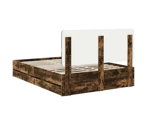 Voodi Raam Sahtliga Suitsetatud Tamm 140 X 190 Cm Inseneripuit