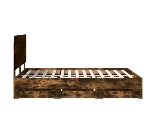 Gultas Rāmis Dūmaka Ozols 140 X 190 Cm Inženieru Koks Vidaxl