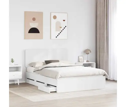 Gultas Rāmis Ar Atvilktni Balts 140 X 200 Cm Inženieru Koks Vidaxl