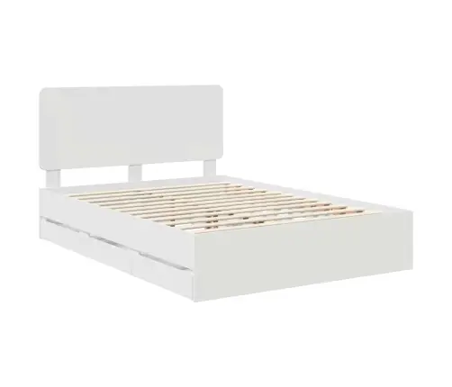 Gultas Rāmis Ar Atvilktni Balts 140 X 200 Cm Inženieru Koks Vidaxl