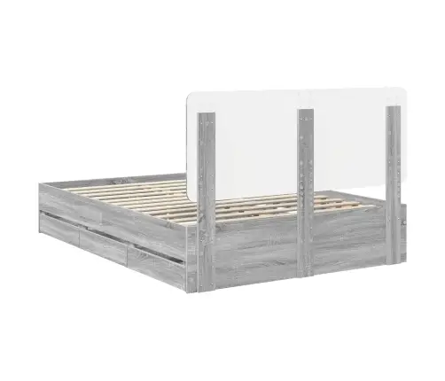 Gultas Rāmis Pelēks Sonoma 140 X 200 Cm Inženieru Koks Vidaxl