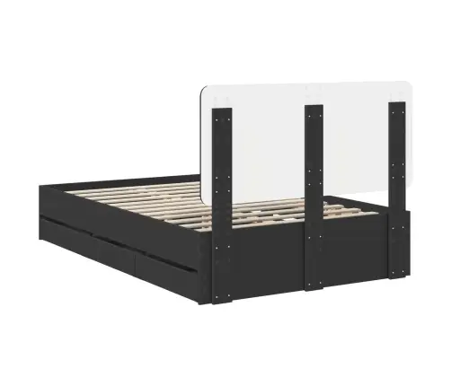 Gultas Rāmis Ar Atvilktni Melna 135 X 190 Cm Inženieru Koks Vidaxl