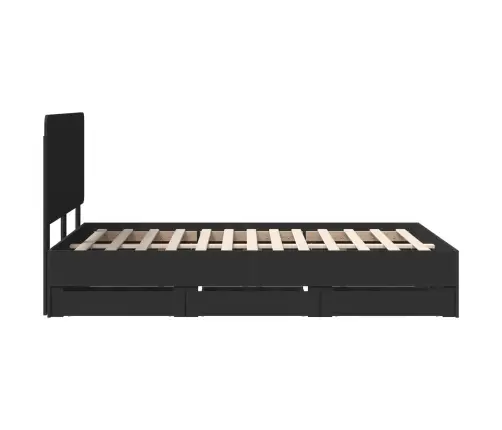 Gultas Rāmis Ar Atvilktni Melna 135 X 190 Cm Inženieru Koks Vidaxl