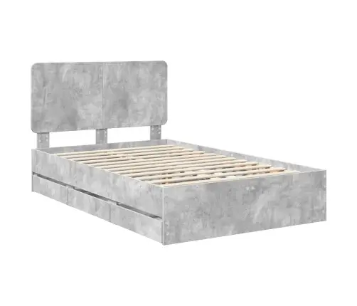 Gultas Rāmis Betona Pelēks 135 X 190 Cm Inženieru Koks Vidaxl