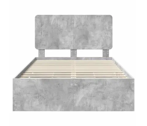 Gultas Rāmis Betona Pelēks 135 X 190 Cm Inženieru Koks Vidaxl