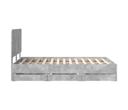 Gultas Rāmis Betona Pelēks 135 X 190 Cm Inženieru Koks Vidaxl