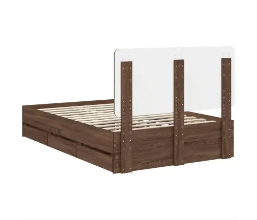 Voodi Raam Sahtliga Peaga Pruun Tamme 135 X 190 Cm Inseneripuit