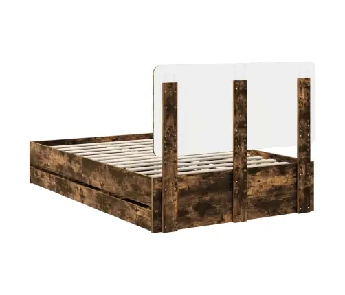 Gultas Rāmis Dūmaka Ozols 120 X 190 Cm Inženieru Koks Vidaxl