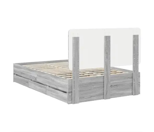 Gultas Rāmis Pelēks Sonoma 120 X 200 Cm Inženieru Koks Vidaxl