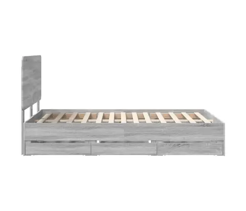 Gultas Rāmis Pelēks Sonoma 120 X 200 Cm Inženieru Koks Vidaxl