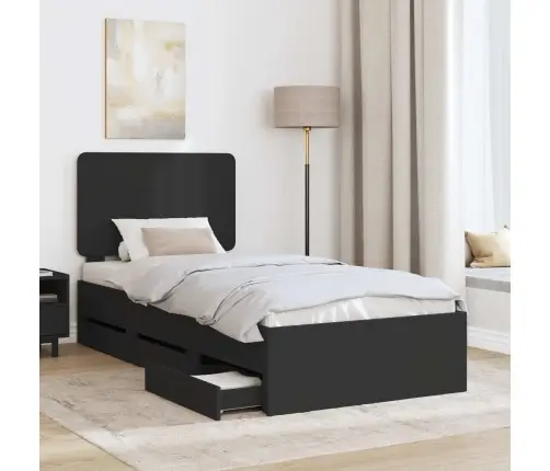 Gultas Rāmis Ar Atvilktni Melna 100 X 200 Cm Inženieru Koks Vidaxl