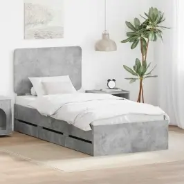Gultas Rāmis Betona Pelēks 100 X 200 Cm Inženieru Koks Vidaxl