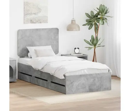 Gultas Rāmis Betona Pelēks 100 X 200 Cm Inženieru Koks Vidaxl
