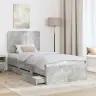 Gultas Rāmis Betona Pelēks 100 X 200 Cm Inženieru Koks Vidaxl