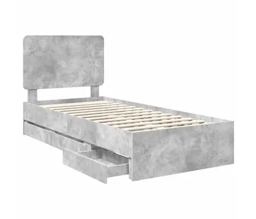 Gultas Rāmis Betona Pelēks 100 X 200 Cm Inženieru Koks Vidaxl