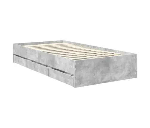 Gultas Rāmis Betona Pelēks 100 X 200 Cm Inženieru Koks Vidaxl