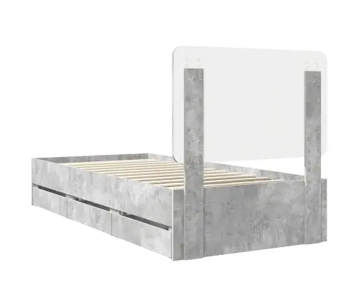Gultas Rāmis Betona Pelēks 100 X 200 Cm Inženieru Koks Vidaxl