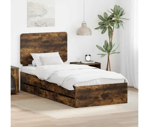 Voodi Raam Sahtliga Suitsetatud Tamm 100 X 200 Cm Inseneripuit