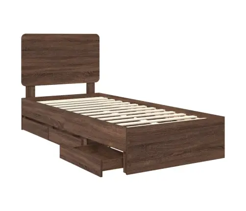 Voodi Raam Sahtliga Peaga Pruun Tamme 100 X 200 Cm Inseneripuit