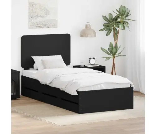 Gultas Rāmis Ar Atvilktni Melna 90 X 190 Cm Inženieru Koks Vidaxl