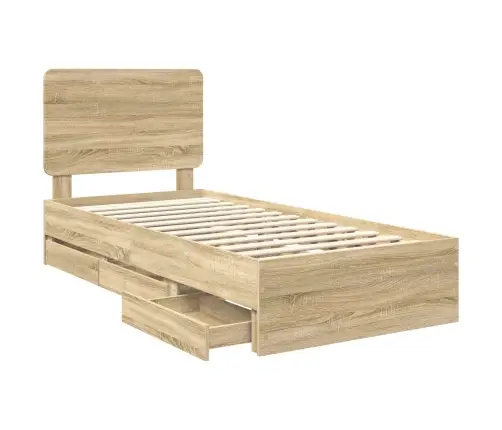 Gultas Rāmis Sonoma Ozols 90 X 190 Cm Inženieru Koks Vidaxl