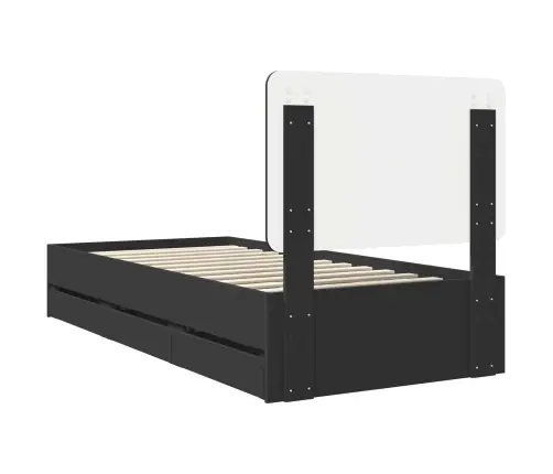 Voodi Raam Sahtliga Peaga Must 90 X 200 Cm Inseneripuit