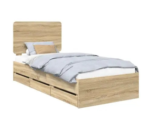 Gultas Rāmis Sonoma Ozols 90 X 200 Cm Inženieru Koks Vidaxl