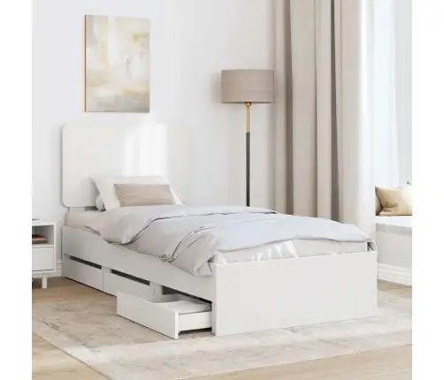 Gultas Rāmis Ar Atvilktni Balts 75 X 190 Cm Inženieru Koks Vidaxl