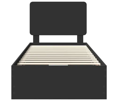 Gultas Rāmis Ar Atvilktni Melna 75 X 190 Cm Inženieru Koks Vidaxl