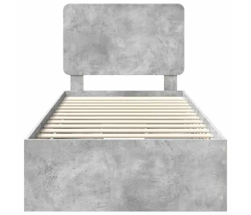 Gultas Rāmis Betona Pelēks 75 X 190 Cm Inženieru Koks Vidaxl