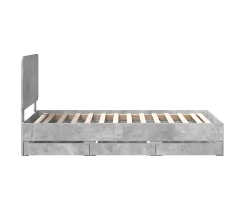 Gultas Rāmis Betona Pelēks 75 X 190 Cm Inženieru Koks Vidaxl