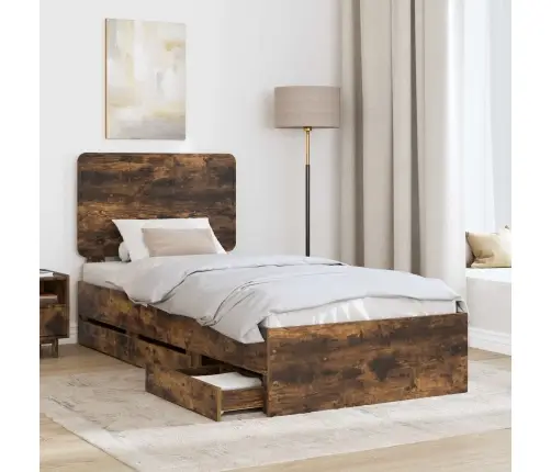 Voodi Raam Sahtliga Suitsetatud Tamm 75 X 190 Cm Inseneripuit