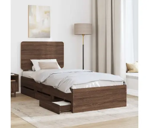 Voodi Raam Sahtliga Peaga Pruun Tamme 75 X 190 Cm Inseneripuit