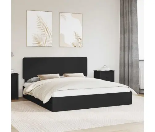 Saugos Lova Su Galvūgalio Juoda 200 X 200 Cm Apdirbta Mediena