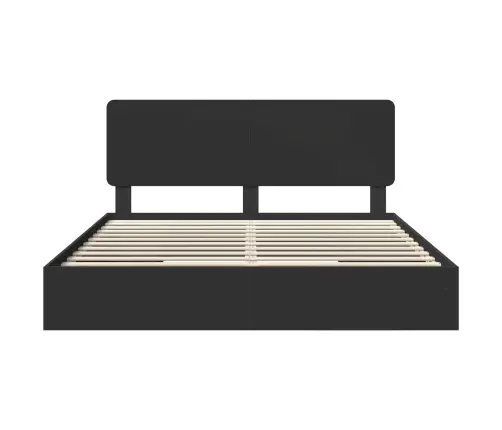 Saugos Lova Su Galvūgalio Juoda 200 X 200 Cm Apdirbta Mediena