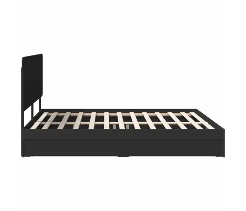 Saugos Lova Su Galvūgalio Juoda 200 X 200 Cm Apdirbta Mediena