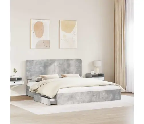 Laos Voodi Peaga Sahtliga Betoonhall 200 X 200 Cm Tehispuit